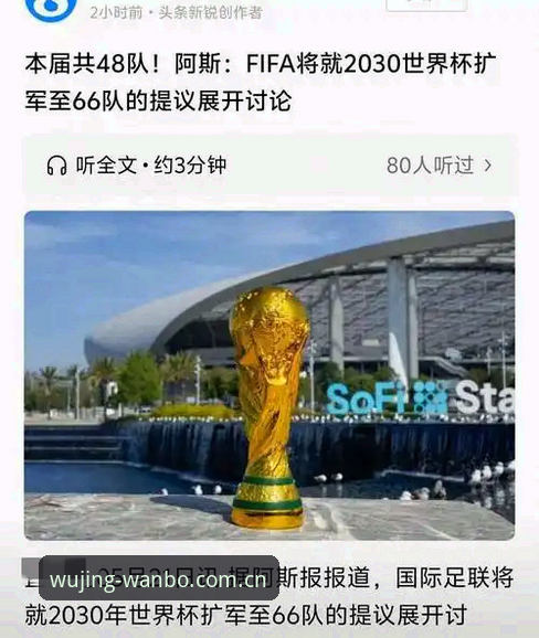 万博manbetx最新地址 2030世界杯扩军66队计划详解:中国男足迎来绝佳机会